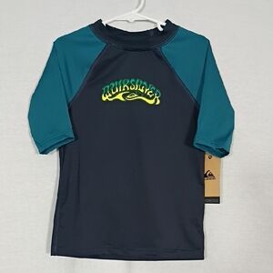 NWT Quicksilver Boys Everyday Upf 50 Short Sleeve Swim shirt Size 7 Summer
